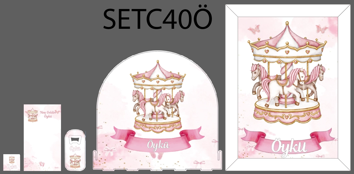 Pembe Atlı Karınca C40 Bebek Seti