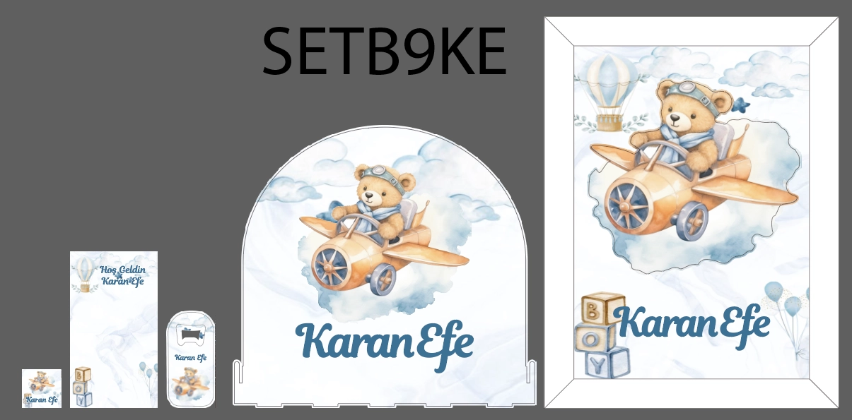 Uçaklı Pilot Ayıcık Bebek Seti