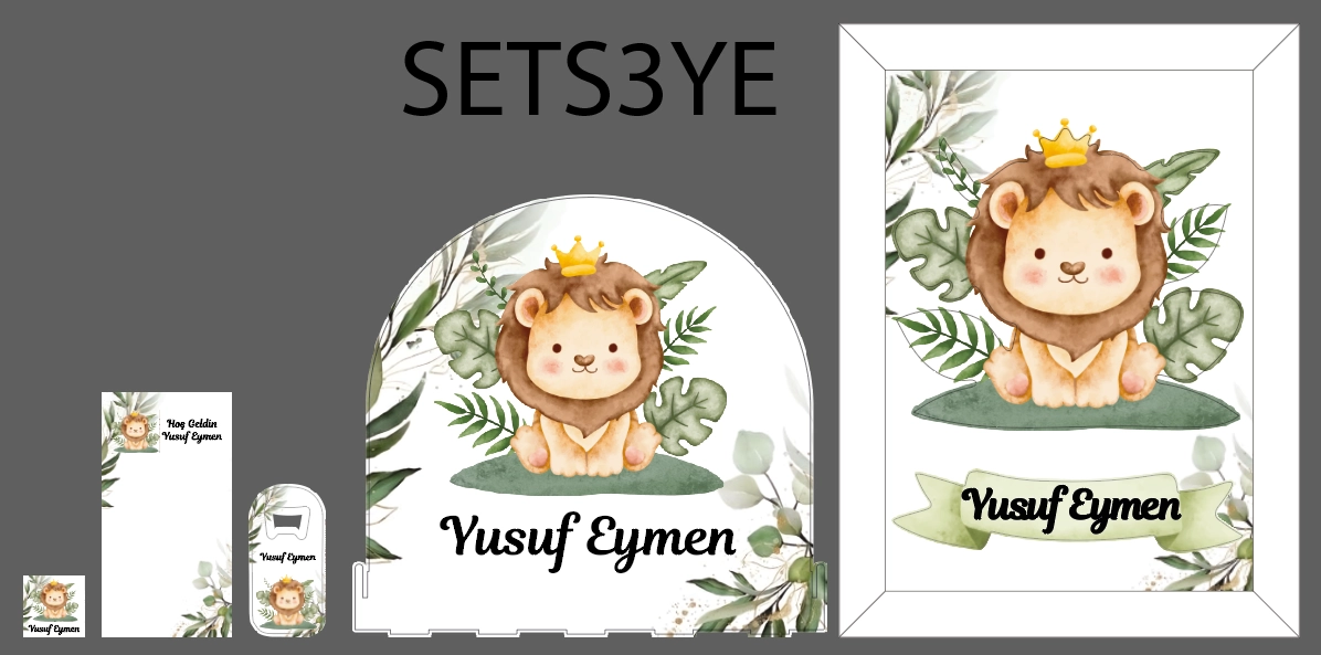 S3 Aslan Yeşil Yapraklı Bebek Seti