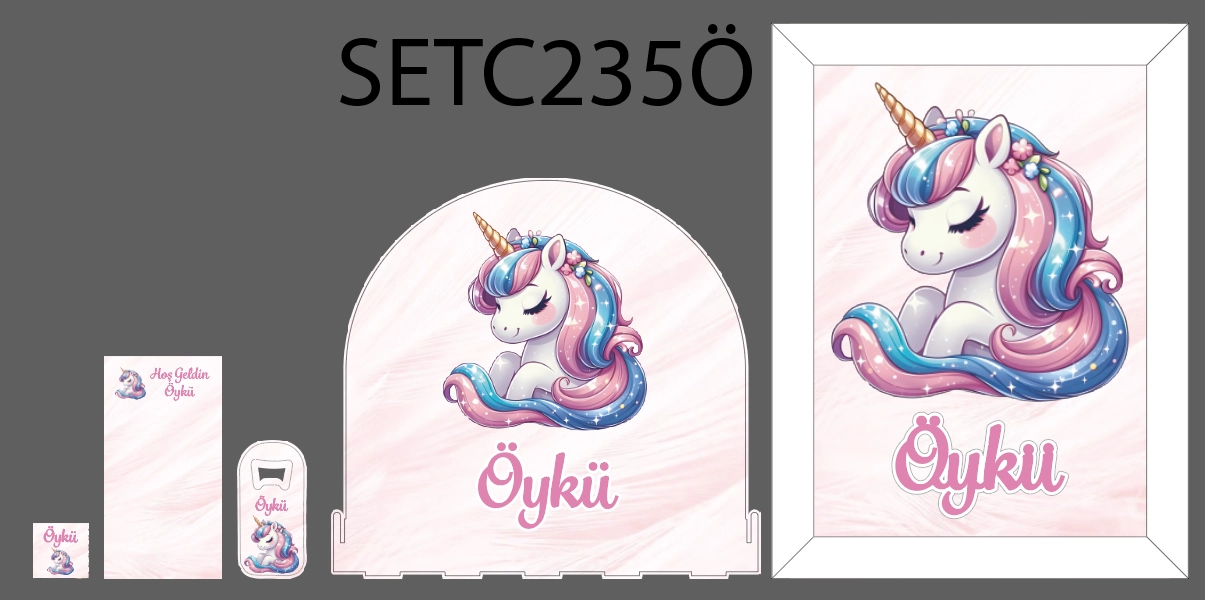 Pembe Unicorn Bebek Seti