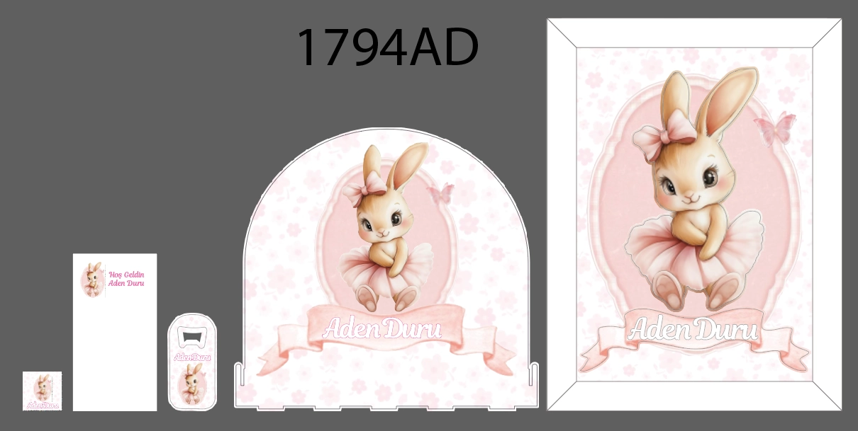 Tatlı Tavşancık Crest Çerçeveli Bebek Seti