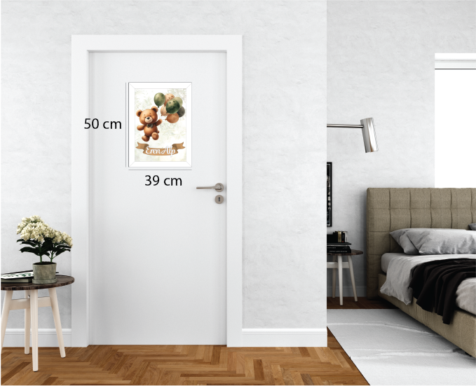 Sevimli Yeşil Balonlu Ayıcık Işıklı İsimli Kapı Süsü