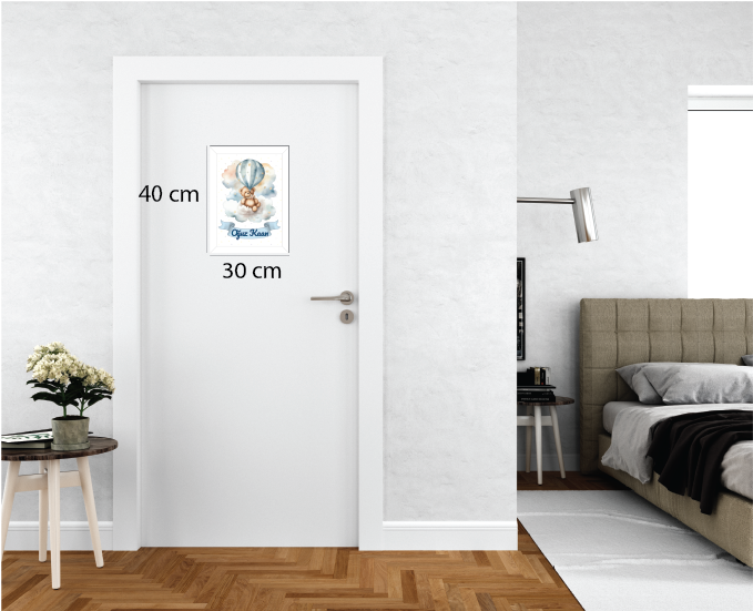 Sevimli Bulutlu Ayıcık Işıklı İsimli Kapı Süsü B47 4