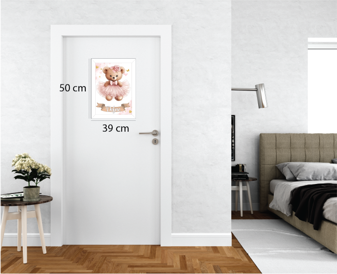 Pembe Elbiseli Ayıcık Işıklı İsimli Kapı Süsü 2