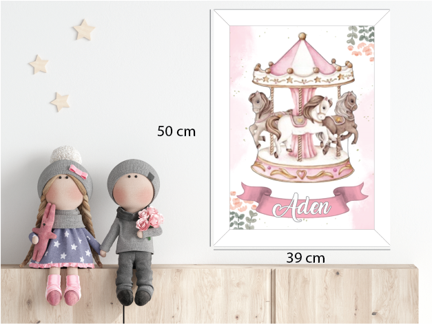 Pembe Atlı Karınca Işıklı İsimli Kapı Süsü C34 1