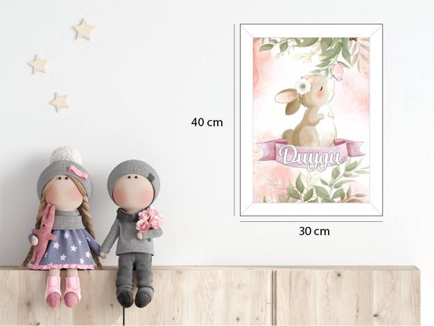 Sevimli Tavşan 2 Işıklı İsimli Kapı Süsü