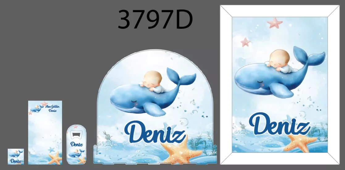 Deniz Mavi Sevimli Balina Bebek Seti