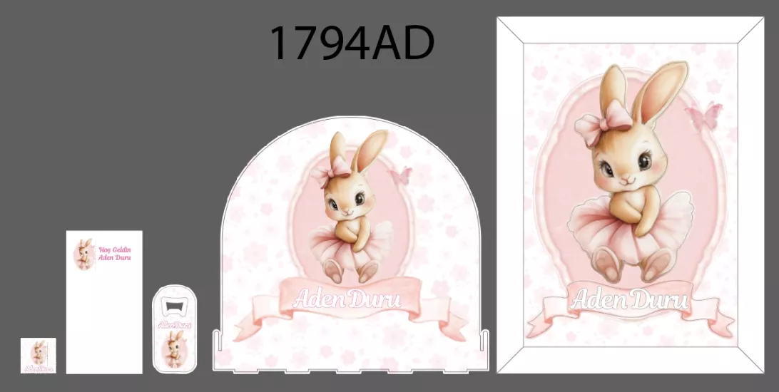 Tatlı Tavşancık Crest Çerçeveli Bebek Seti