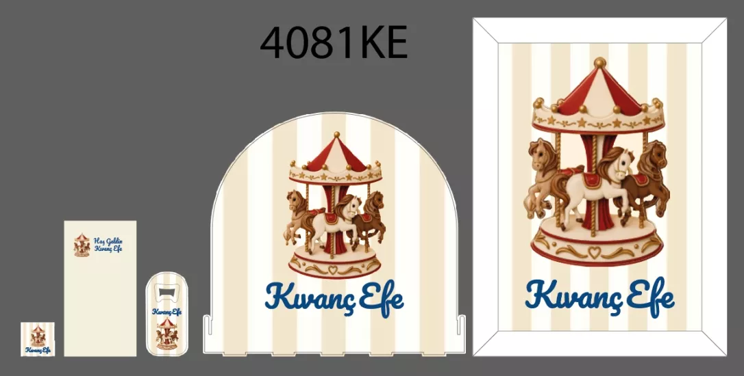 Kırmızı Atlı Karınca Lacivert İsim Bebek Seti