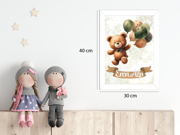 Sevimli Yeşil Balonlu Ayıcık Işıklı Kapı Süsü