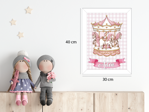 Pembe Atlı Karınca 2 Işıklı İsimli Kapı Süsü