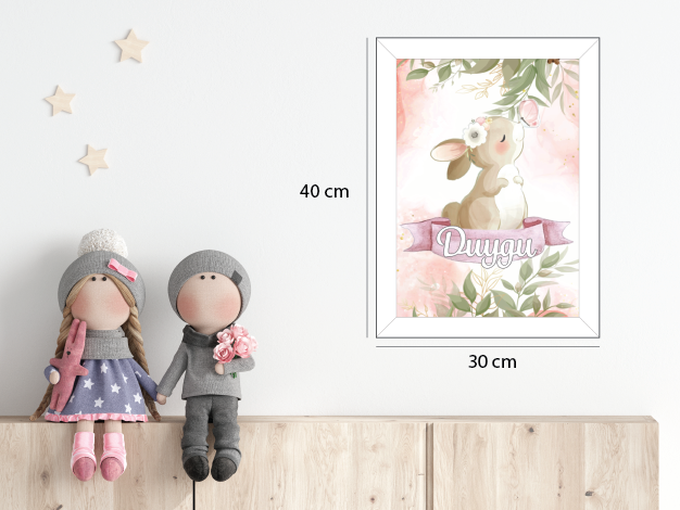 Sevimli Tavşan 2 Işıklı İsimli Kapı Süsü