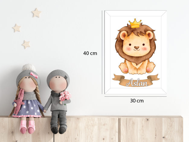 Sevimli Aslan Işıklı İsimli Kapı Süsü 3
