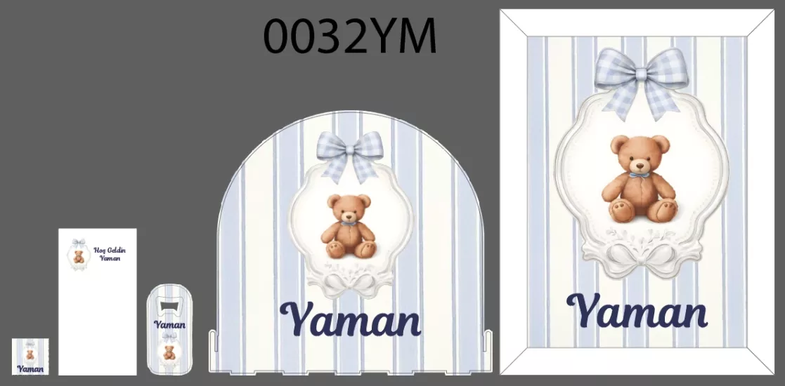 Sevimli Ayıcıklı Mavi Bebek Seti