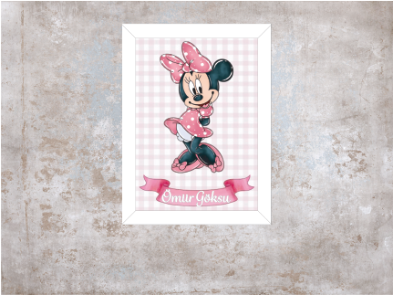 Pembe Minnie Mouse Işıklı İsimli Kapı Süsü