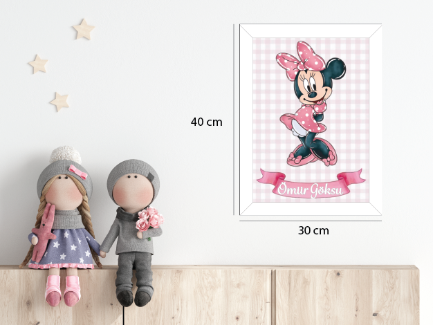 Pembe Minnie Mouse Işıklı İsimli Kapı Süsü