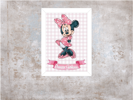 Pembe Minnie Mouse Işıklı İsimli Kapı Süsü D49 1