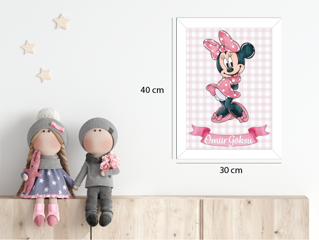 Pembe Minnie Mouse Işıklı İsimli Kapı Süsü D49 1