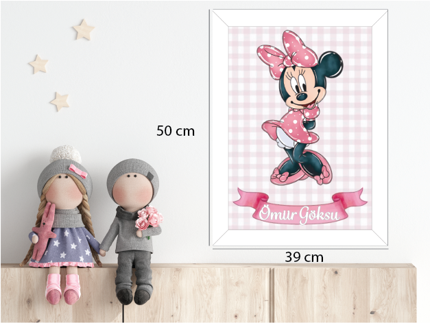 Pembe Minnie Mouse Işıklı İsimli Kapı Süsü D49 1